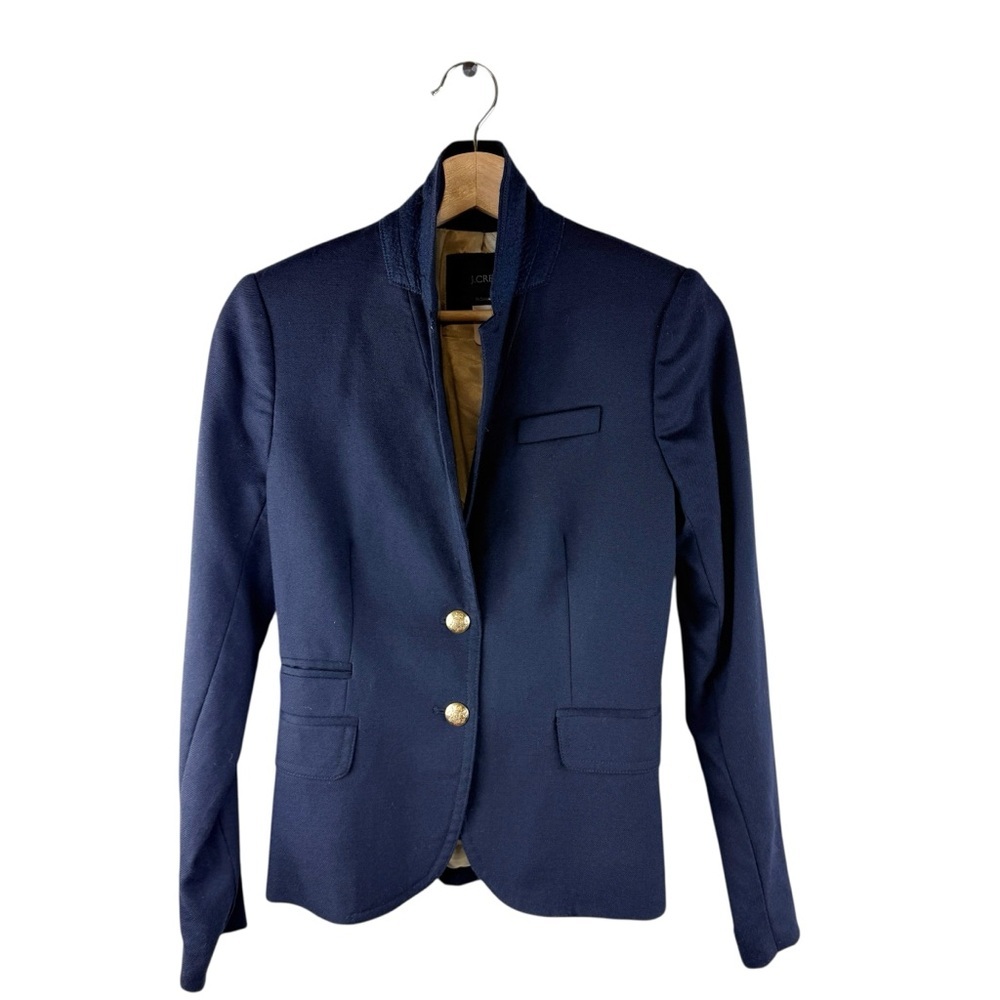 J. Crew School Boy Navy Blazer Wool Blend Like New Size 4 - Picture 2 of 8